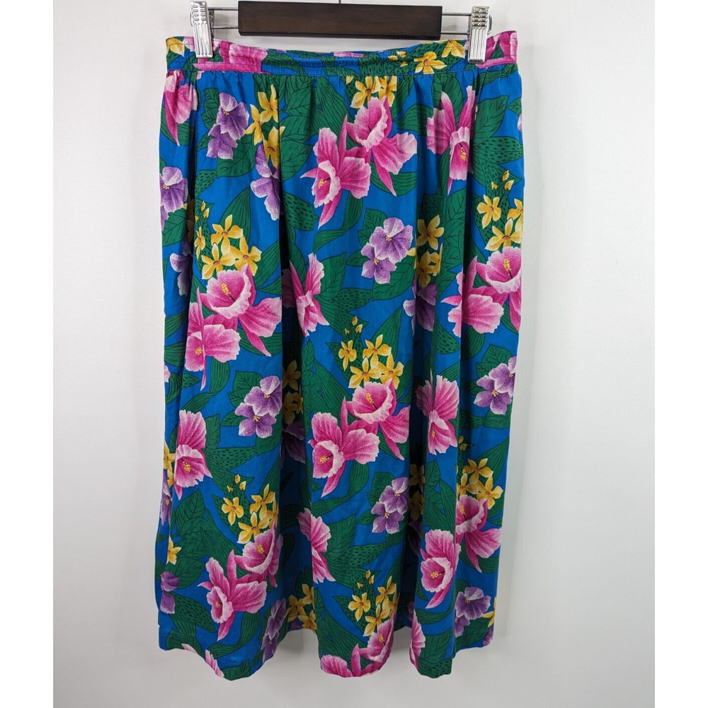 J.G. Hook Womens Petite 12 Floral Tropical Vacation Cotton Flowy Wrap Skirt
